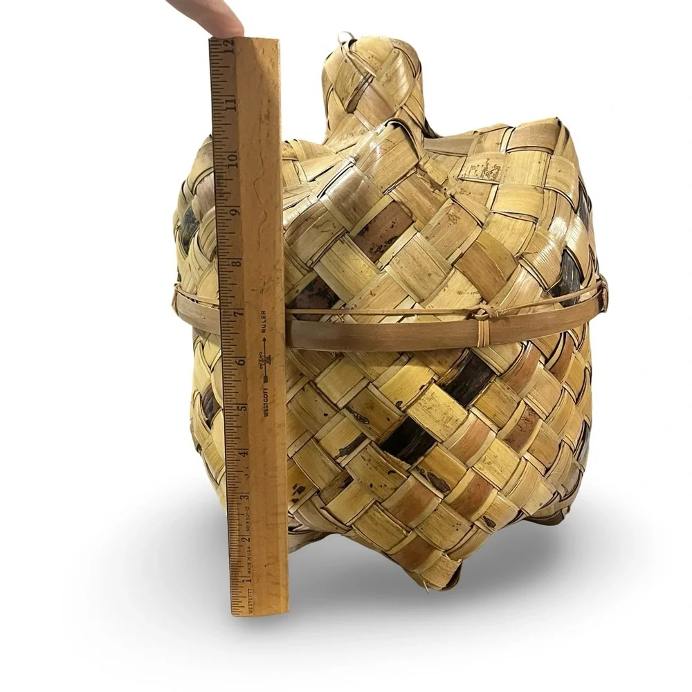 Large Vintage Handwoven Lidded Basket